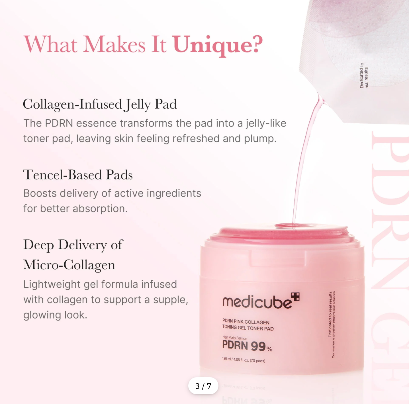 PDRN Pink Collagen Toning Gel Toner Pads - 70pads - Medicube