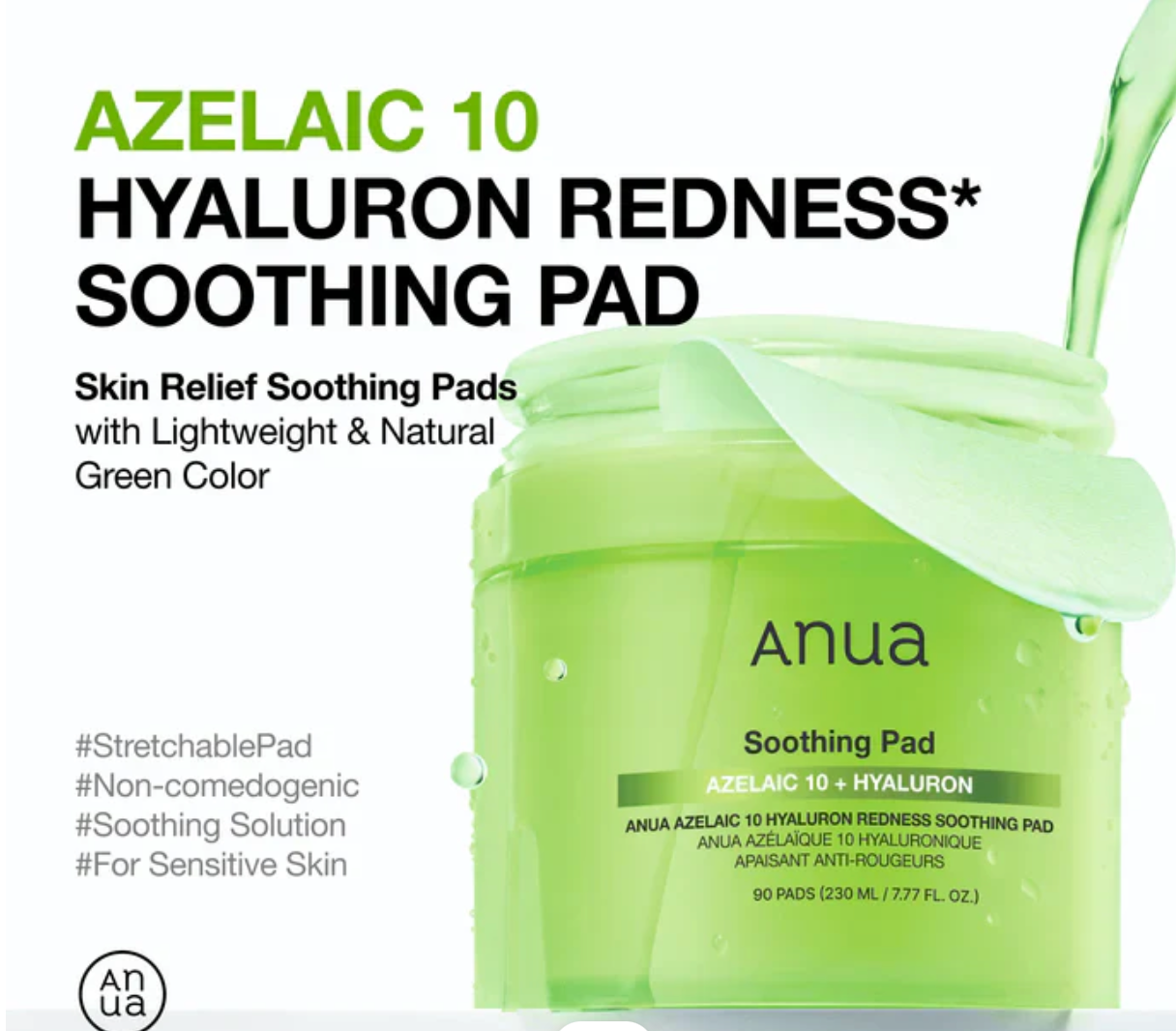 Azelaic 10 Hyaluron Redness Soothing Pad - 90pads - Anua