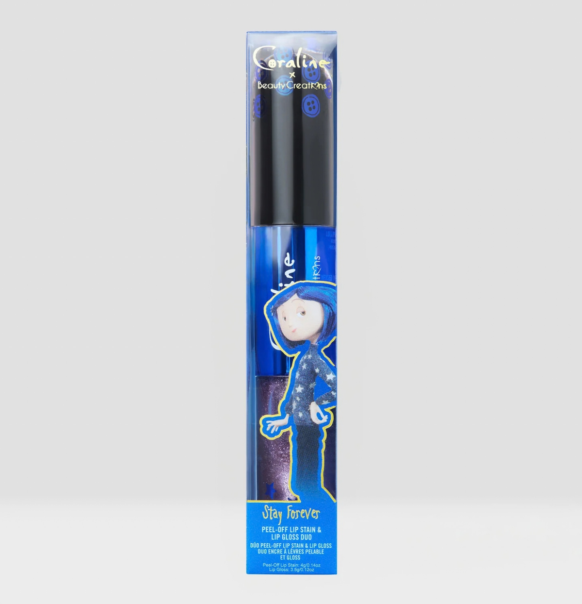 Beauty Creations x Coraline - “Stay Forever” Duo de tintas para labios Peel-Off y Brillo Labial