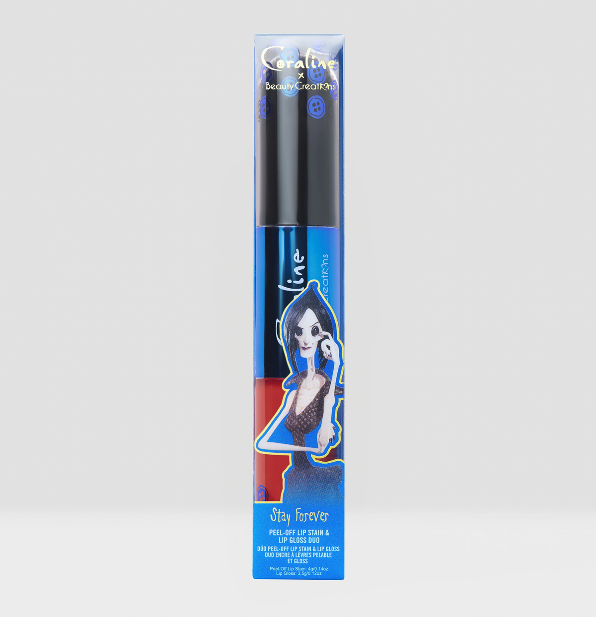 Beauty Creations x Coraline - “Stay Forever” Duo de tintas para labios Peel-Off y Brillo Labial