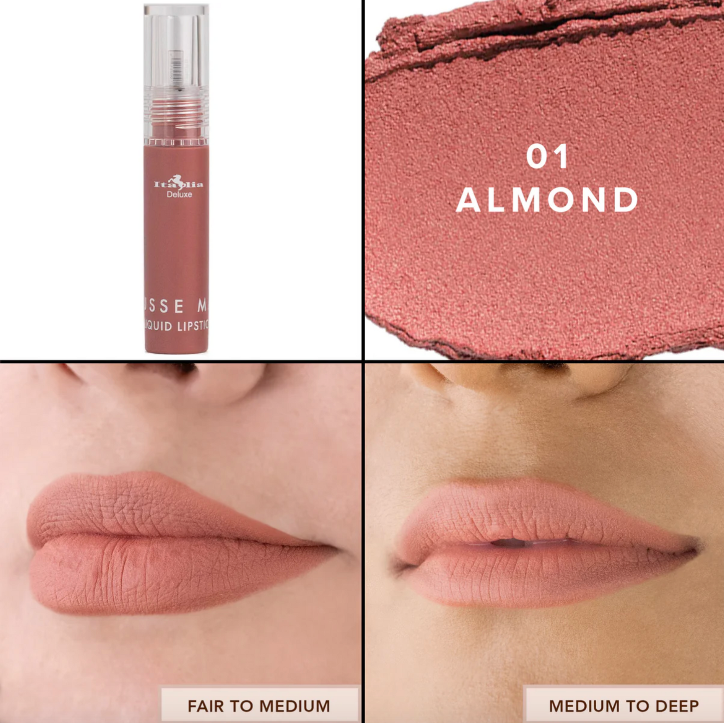 Mousse Matte Liquid Lipstick 01 Almond Italia Deluxe