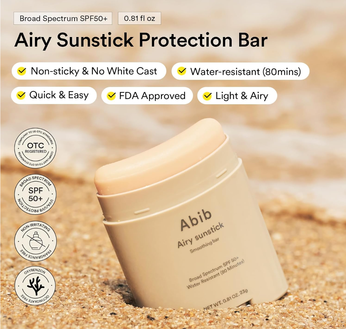 Barra De Protección Solar Airy Sunstick SPF50+ - Abib