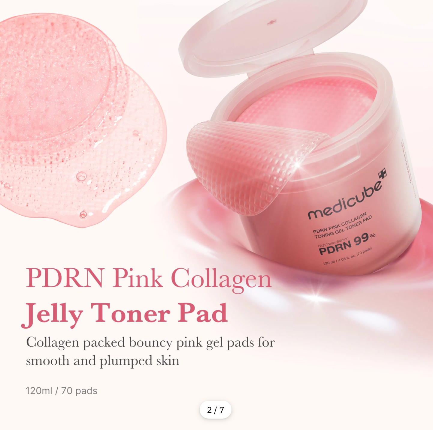 PDRN Pink Collagen Toning Gel Toner Pads - 70pads - Medicube