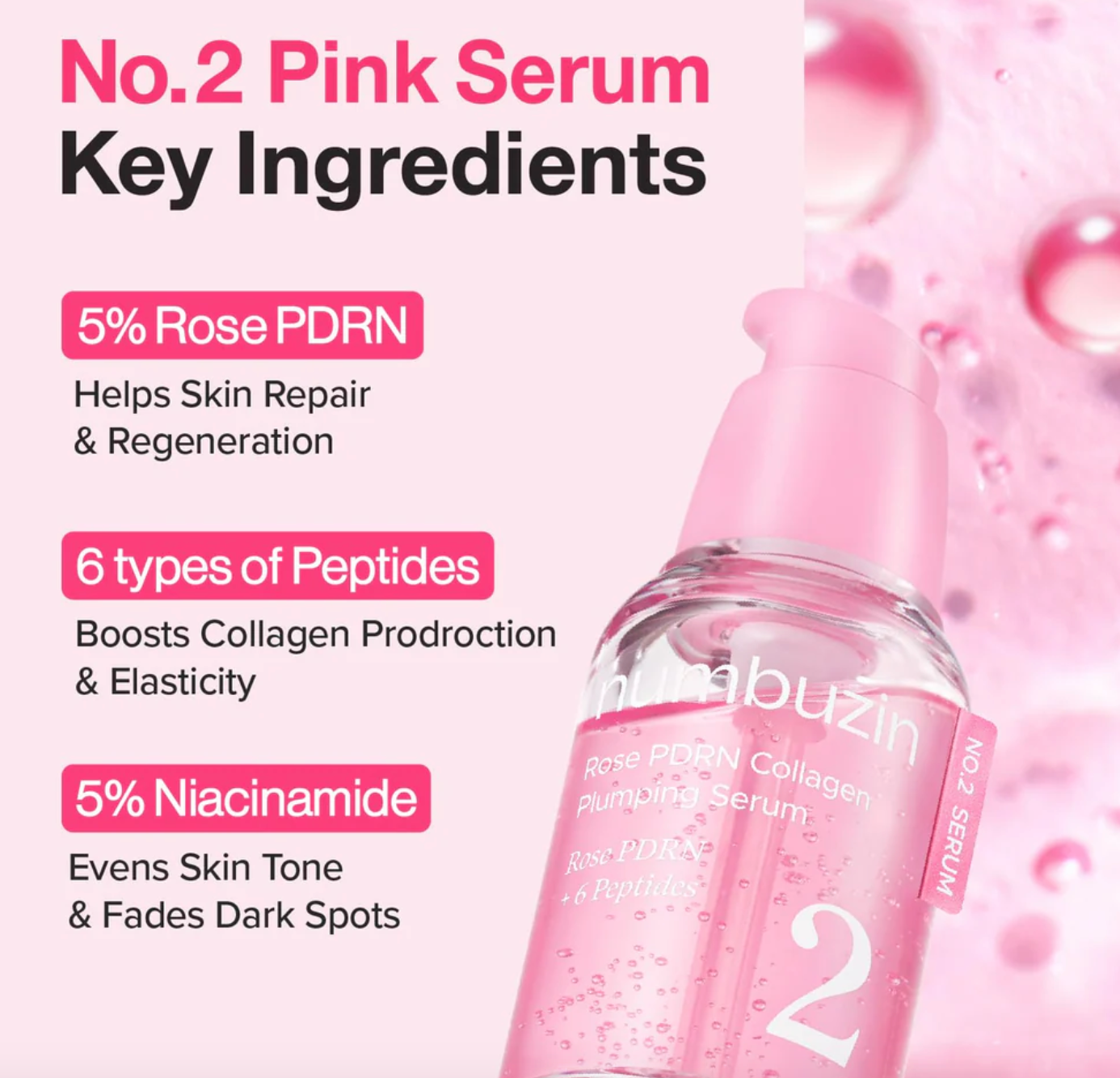 No.2 Rose PDRN Collagen Plumping Serum - Numbuzin