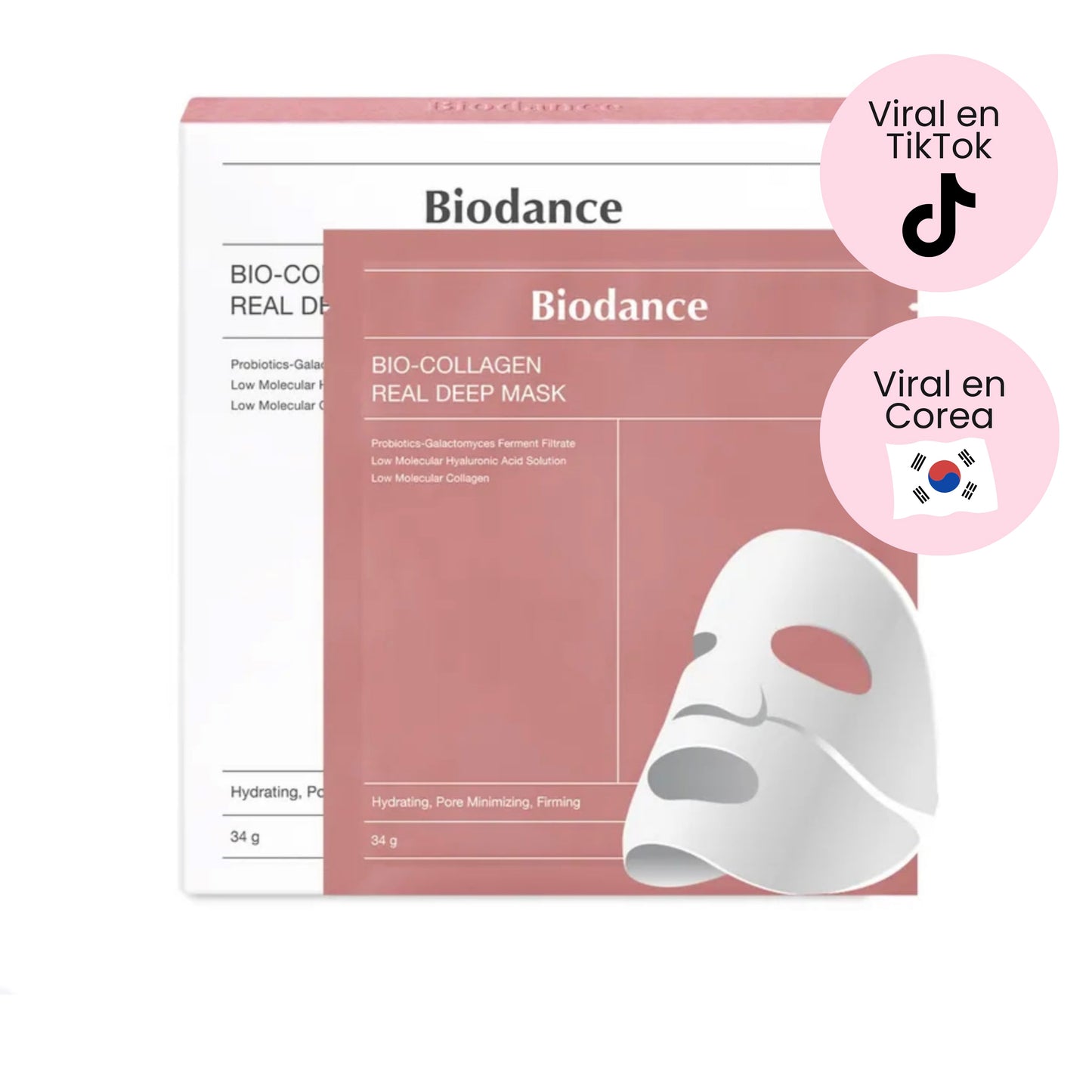 Bio-Collagen Real Deep Mask (Paquete de 4 mascarillas rosa) - BIODANCE