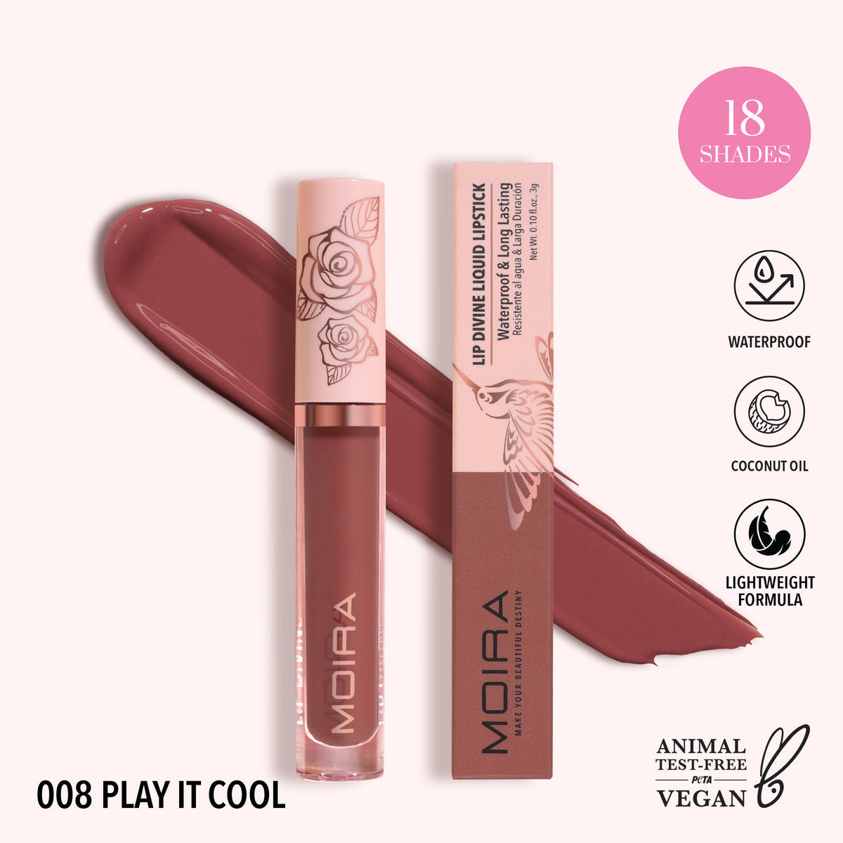 Lip Divine “Play It Cool 08” Matte Liquído Moira